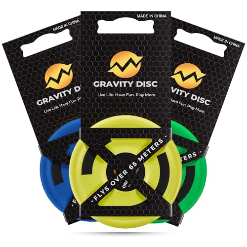 Gravity Disc Mini Frisbee - 3 Pack (Blue, Yellow, Green) Pocket Flying Discs - Disc Golf Accessories, Ultimate Frisbee, Trick Shots - Fun Outdoor Gifts for Camping, Travel, Yard Games