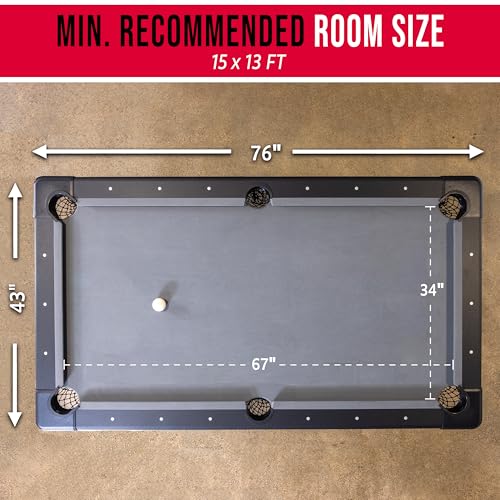 GoSports 6 ft Foldable Pool Tables - Portable Billiards Tables with Accessories - Black with Gray Felt or Oak with Black Felt - style: Black with Gray Felt