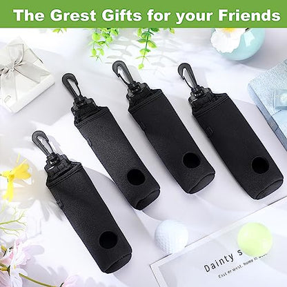4 Pieces Golf Tee Holder Golf Ball Carry Bag Pouch Ball Holder Keychain Belt Clip Gifts Accessories - color: Black, Simple
