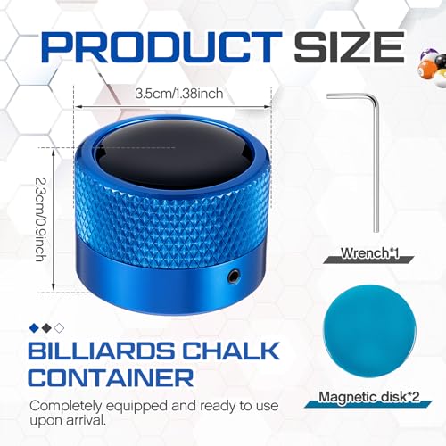 1 Pcs Round Pool Chalk Holder Blue Magnetic Chalk Pool Billiards Accessories Portable Cue Head Tool Box Cubes Cases Container for Billiard Cue Tip Tool Table Snooker Practical Accessories