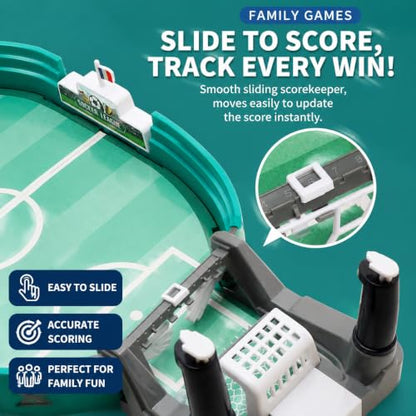 Football Table Interactive Game, Mini Tabletop Soccer Pinball Games Set with 4 Balls, for Foosball Pinball Kids Adults Interactive Game Room Family Night, Green (16.8inch) - color: 42cm