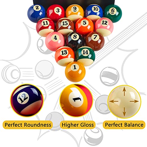 Billmart Premium Billiard Balls Pool Table Accessories 2-1/4" Regulation Size 16 Pool Balls Billiard Set | Premium - color: Tournament TV