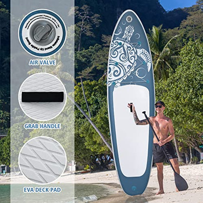 FEATH-R-LITE Inflatable Paddle Board Stand Up Paddleboards for Adults SUP with Premium Accessories Pump, Adjustable Paddle, Leash, Three Fins, Backpack - style: Gray