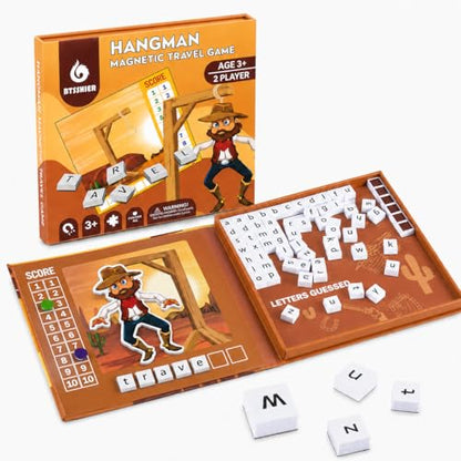 Magnetic Hangman Game for Kids Ages 4-10, Reusable Travel Word Game, Screen-Free Learning Toy for Road Trips, Airplane Activities and Car Rides - color: Hangman
