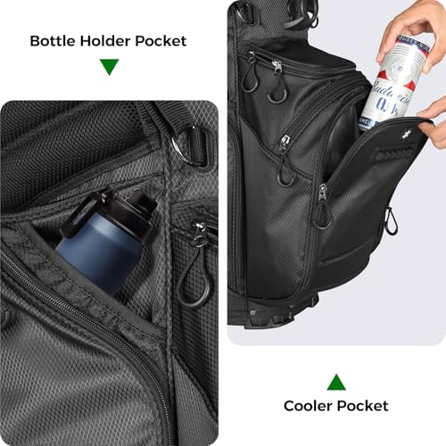 Findway 14 Way Golf Stand Bag, Lightweight Golf Bag with Stand for Men Women, Golf Club Carry Bag with Dual Strap, Rain Cover, Multiple Pockets, Golf Ball Holder - color: Black