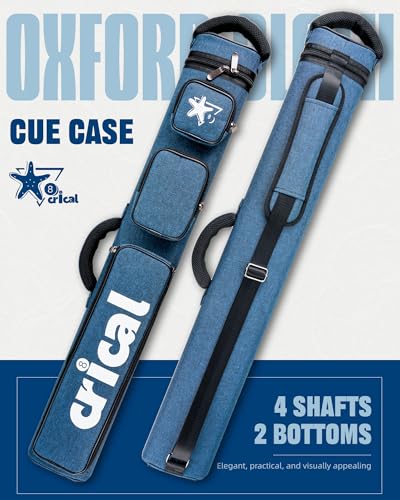 CRICAL Pool Cue Case 2x4 Hard Pool Stick Case Holds 2 Butts and 4 Shafts for Adults Billiard Cue Case with Soft Shoulder Straps - color: Blue
