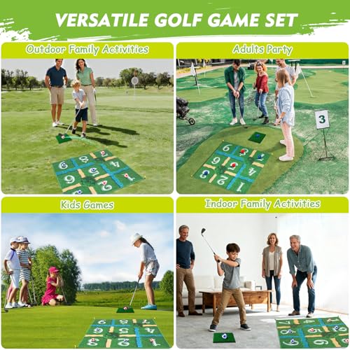 Lerine Golf Chipping Game Tic Tac Toe, Sticky Golf Game with 2 Adjustable Clubs, 32 Balls, Golf Games for Kids and Adults, Backyard Family Sport Game for Indoor & Outdoor