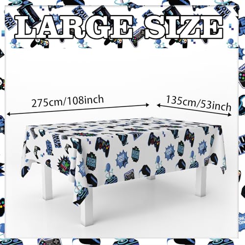 Blue Video Game Party Tablecloth Gamer Birthday Party Supplies Level Up Decorations High Score Video Gaming Theme Table Cover for Dining Banquet Fiesta Picnic Anniversary Wedding Party Decorations - size: Blue