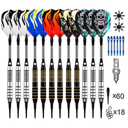 ONE80 Soft Tip Darts Set, 16grams, 12 Pack Steel/Brass Barrel, with Extra Flights, Aluminum Shafts, Flight Protectors and Tool Kit … - style: Steel barrel Pack