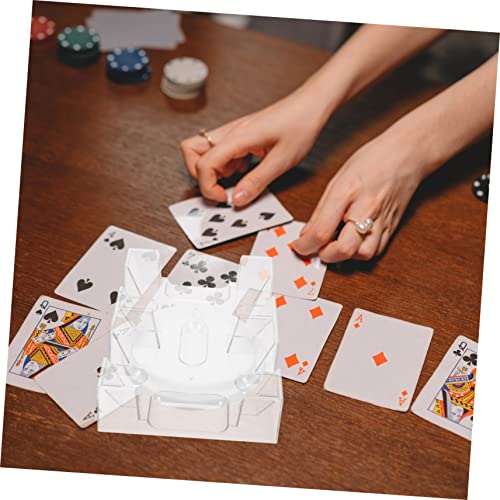 Dual Deck Plastic Card Holder Tray Rotating Card Storage for Adults and Compact Design for Home Games