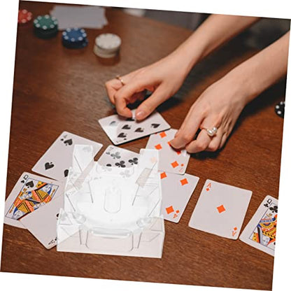 Dual Deck Plastic Card Holder Tray Rotating Card Storage for Adults and Compact Design for Home Games