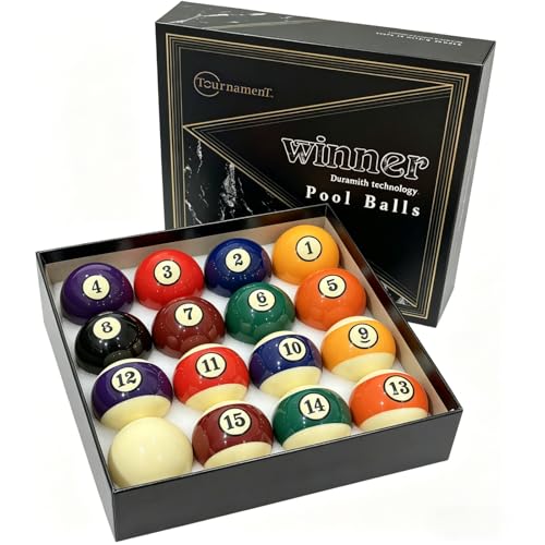 Billiard Balls Set 2-1/4 Inch Regulation Size, 16-Piece Premium Resin Pool Balls for Professional & Home Pool Table Replacement, Tournament Standard Billiard Balls(16 Resin Balls) New Grade A Crystal - style: Large Characters-Black Circle
