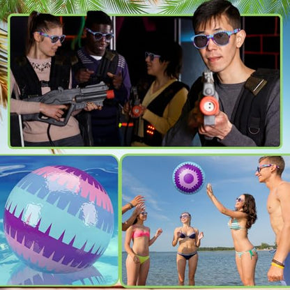 48 Pcs Video Game Themed Party Favors Beach Ball with Glasses 10 Inch Gaming Themed Inflatable Ball Birthday Decorations Team Gift Summer Pool Party Supplies for Goodie Bag - style: Neon