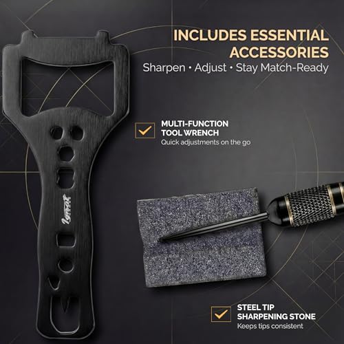Steel Tip Darts, 6 Pack Knurled Brass Barrels with EVA Case, Darkborn | 16 GlideXPro 130 micron flights, aluminum shafts w/ O-rings, sharpener, dart tool, ebook, 10-yr warranty - color: Crimson - Midnight Shadow