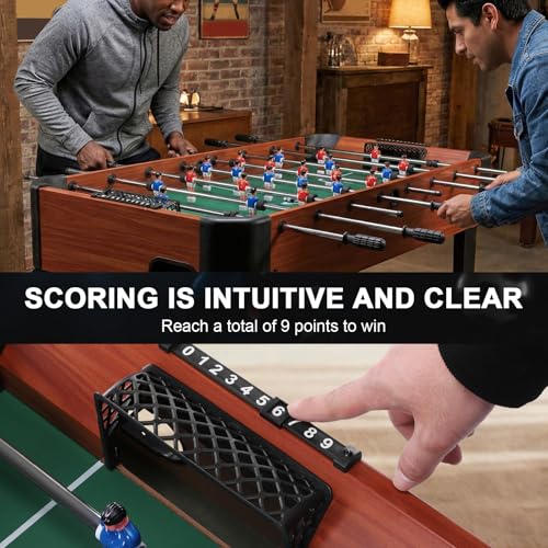 47 Inch Foosball Table with Score Keeper Classic Indoor Soccer Game with Counterbalanced & Uniformed Men Competition Soccer Table Game for Adults & Families