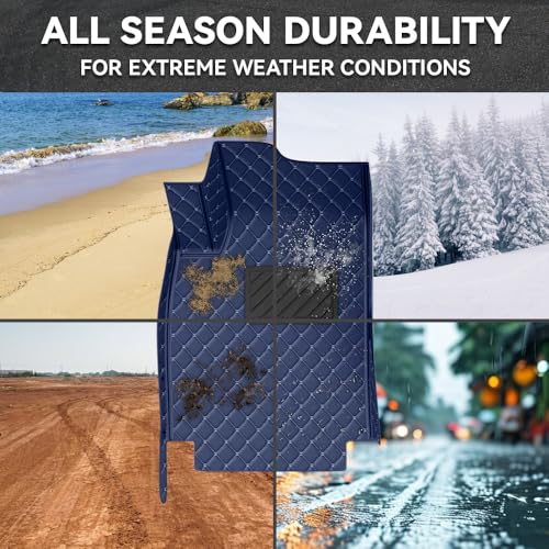 Car Floor Mats Fit for Dodge Dart 2013-2016 All Weather Durability Leather Car Floor Mats, Skidproof Pedal, Waterproof, Wear-reistant(Blue Beige) - color: Blue