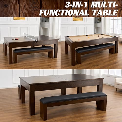 Barrington Billiards 7' Drop Pocket Pool Table 3-in-1 Combo Table, Dining Top, Table Tennis and Billiards with Accessories - style: 7.5 Ft. Slate-Tech