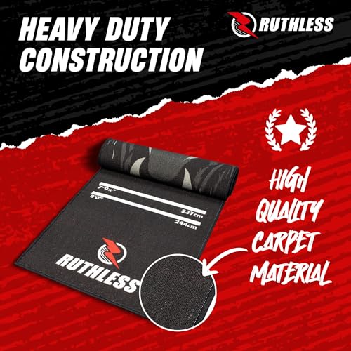RUTHLESS Darts Mat | Heavy Duty Non Slip Durable Carpet Dart Mat for Floor Black - style: Gorilla