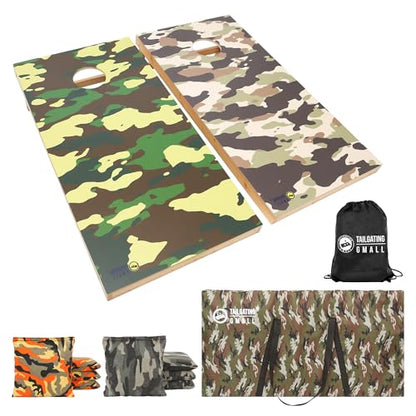 Cornhole Board Set 4FTx2FT Solid Wood Regulation Size Cornhole Set Includes 8 Cornhole Bags for Adults (Camouflage, 4' x 2')