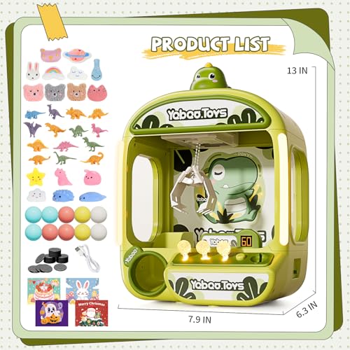 Claw Machine for Kids, Dinosaur Toy Claw Machine Large, Mini Arcade Machine with Prizes Toys Refill Inside, Kids Vending Game Machine, Party Prize Candy Dispenser, Easter Gift for Girls Boys - style: Dinosaurs