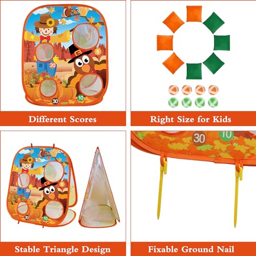 Fall Thanksgiving Bean Bag Toss Games for Kids, Fall Festival Party Games Outdoor Indoor Turkey Dart Board for Kids Carnival Games Toys Thanksgiving Party Favors for Boys Girls Family Yard Games