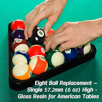 Replacement 8 Ball – Regulation 2-1/4" Resin Billiard Ball, Precision Weighted, Single Black Pool Ball for American Tables