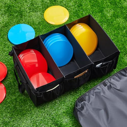 Disc Golf Storage Bag Large Capacity, Each Bag Holds 80 Discs, with Lid and Dividers, Disc Golf Organizer for Professionals, with Handle and Multi Side Pockets - style: 25x15x10inch