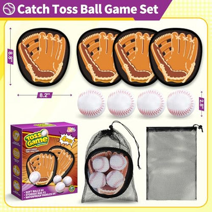 SpringFlower Catch and Toss Game, Outdoor Sport Game Toy for Toddlers Kids, Stick Ball Catch Set Toy Gifts for Boys & Girls,Kids Baseball Beach Outdoor Indoor Pool Game - style: Brown