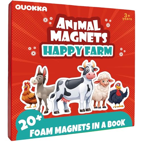 QUOKKA Travel Magnetic Puzzles for Toddlers 1-3 – 20+Pcs Happy Farm Toy Game with Extra-Long Play Book for Kids Ages 3-5 – Fun Travel Game Ages 2-4 – Strong Magnets for Car Activities – Version II - style: 12. HAPPY FARM 20+ PCS