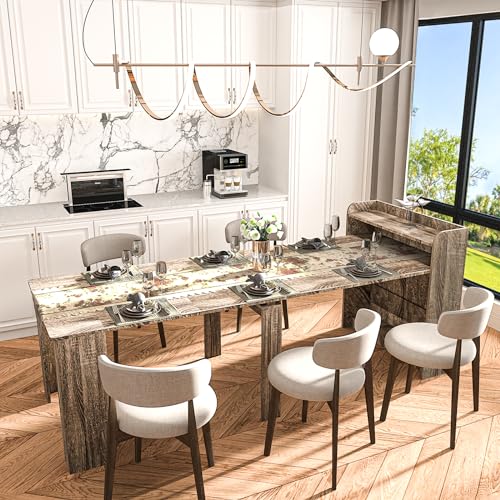 20"-99" Extendable Dining Table with Storage for 2-10 People, Modern Modular Extension Table, Space-Saving Extra Long Multifunctional Folding Dining Table, Oak - color: Oak, style: 20" - 99" (2-10 People)