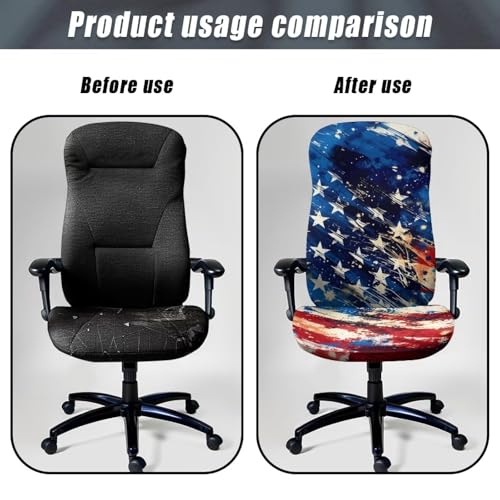 Office Chair Cover America 250th Birthday, Stretch Computer Desk Chair Slipcover Universal Executive Boss Chair Cover Anti-Dust Removable Rotating Slipcover - color: America 250th Birthday, size: Large