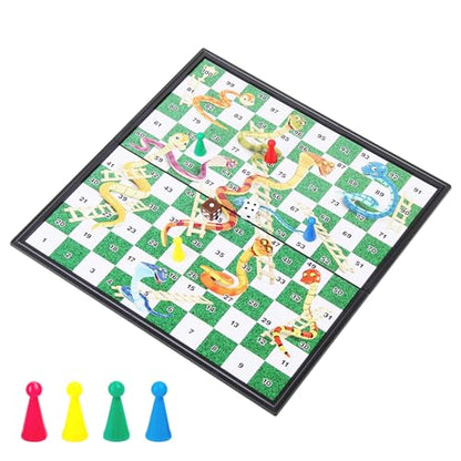 Travel Board Games Small Magnetic Snakes and Ladders Board Game 9.7 Inches Portable Folding Board