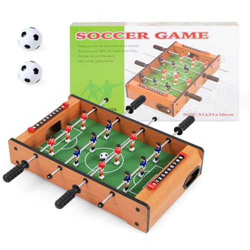 KOTEK Tabletop Foosball Table, 20-Inch Soccer Table Game with 2 Balls & Score Keepers, Portable Football Game Table for Kids, Family Night, Compact for Game Room, Arcades, Bars, Parties