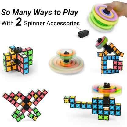 TOSY Magnet Cube 3x3 - 240 Magnets, 30 Blocks, 7in1 Toy: Puzzle Cube Game, Creative Building Blocks, Transformable Fidget Spinner, Infinity Cube, Magnet Tiles, UV Flashlight, Glowing STEM/STEAM Toy - color: Cube 3x3x3