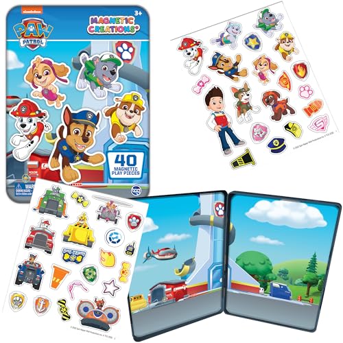 PAW Patrol - Magnetic Creations Tin - Dress Up Play Set - Includes 2 Sheets of Mix & Match Dress Up Magnets with Storage Tin. Great Travel Activity for Kids and Toddlers! - style: Paw Patrol