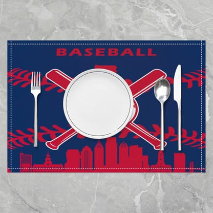 Erosebridal Baseball Placemats Set of 4 for Boys,Kids Softball Place Mats 12x18 inch,Red Black Baseball Player Table Mats,Sports Game Table Place Mats for Kitchen Table - color: Philadelphia