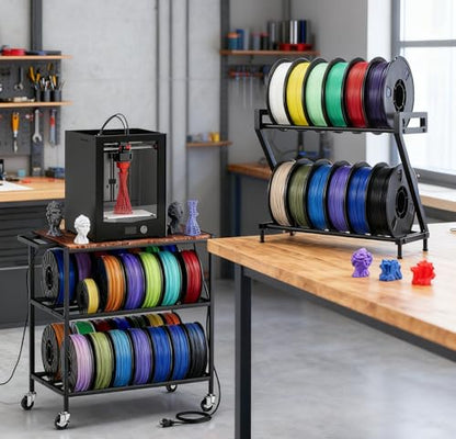 Z-shaped 2 Tiers 3D Printer Filament Storage Rack Desktop,3D Printer Filament Holder,Metal Filament Rack Suitable for PLA/ABS/TPU Filaments,Holds to 10-12 Spools,Ideal for Home,Office,Studio