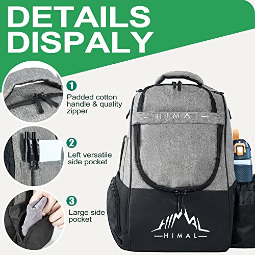 HIMAL HIMAL Disc Golf Bag Holds 22+ Discs, Durable Disc Golf Backpack with Large Capacity, and Multiple Storage Pockets - color: Grey