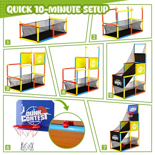 LovesTown Arcade Basketball Game, Basketball Hoop for Kids with 4 Balls Outdoor Indoor Active Play Toys Carnival Games Birthday Gifts for Boys Girls