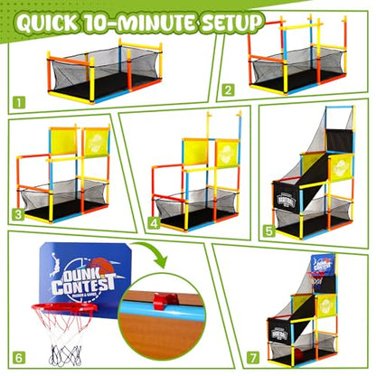 LovesTown Arcade Basketball Game, Basketball Hoop for Kids with 4 Balls Outdoor Indoor Active Play Toys Carnival Games Birthday Gifts for Boys Girls