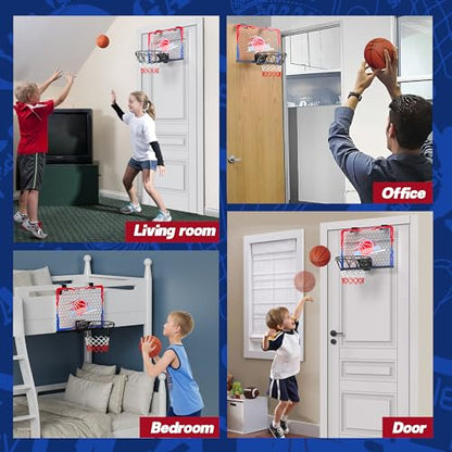 Mini Indoor Basketball Hoop,Over The Door Bedroom Office for 3-12 Year Old Kids Boys Birthday Christmas