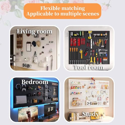 FORRTY Pegboard Combination Kit, Gaming Station Peg Board,Wall Game Controller Holder,Headset Stand,Wall Mount Pegboard,desk Pegboard With 10 Hook,strong Load-bearing Capacity(White,40X60cm(15.7X23.6i - color: White, size: 40X60cm(15.7X23.6in)