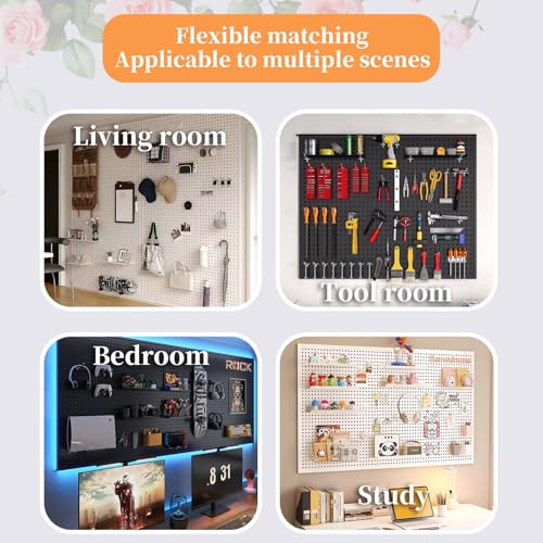 FORRTY Pegboard Combination Kit, Gaming Station Peg Board,Wall Game Controller Holder,Headset Stand,Wall Mount Pegboard,desk Pegboard With 10 Hook,strong Load-bearing Capacity(Black,100x100cm(39.4X39. - color: Black, size: 100x100cm(39.4X39.4in)