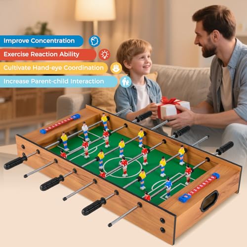 GYMAX 2 in 1 Multi Game Table, Tabletop Foosball Table & Hockey, Combo Game Table Set with Complete Accessories for Kids & Adults, Home, Game Room, Party, Family Nights