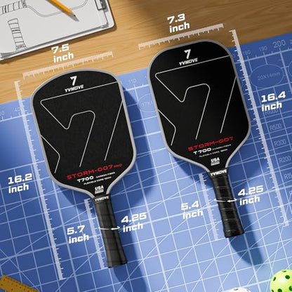 YVmove USAPA Approved Raw Carbon Fiber Pickleball Paddle, 16mm Thermoformed Pickleball Racket with High Spin & Extended Grip, Professional Pickleball Paddle for Control and Power - color: Classic Black