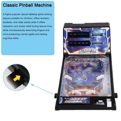 Space Theme Pinball Machine Gifts, Electronic Desktop Ball Shooting Game with Lights and Music, Classic Retro Arcade Pinball Machine Toy for Kids Christmas, Mini Game Console