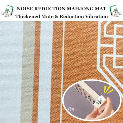 Brown Round Mahjong Mat with Carrying Bag, Anti Slip Noise Reduction Poker Card Board Tile Games Polyester Table Cover(Brown-3,37.4x37.4 in) - color: Brown-3, size: 37.4x37.4 in