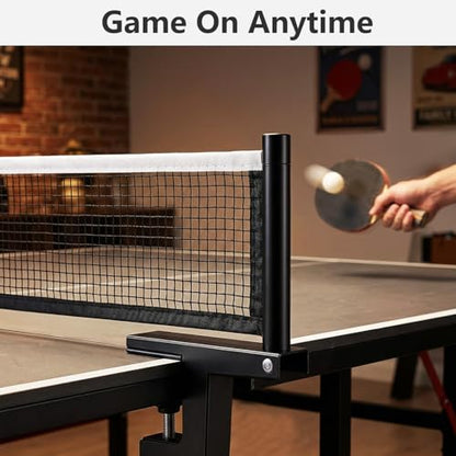 Ping Pong Post Set Table Tennis Net Ping Pong Net with Clamp Professional Training Practice Portable Grip Holder Clip Accessories for Adults & Kids Suitable for Indoor & Outdoor Black/Matte Black