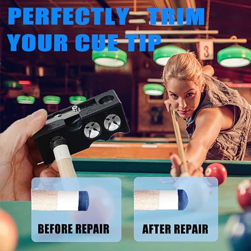 11-in-1 Pool Cue Tip Shaper, 14pcs Pool Cue Tips Replacement and Repair Kit, Pool Table Accessories for Replacement and Shaping Cue Tips ,Professional Cue Stick Tool Kit for Billiards Enthusiastsm