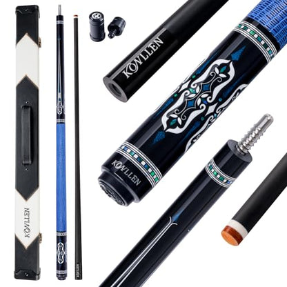 KONLLEN Carbon Fiber Pool Cue 2.0, 58-inch Low Deflection Billiard Stick for Adults with 12.5mm Tip and Pro Taper - color: 003 AK-04F 2.0-blue
